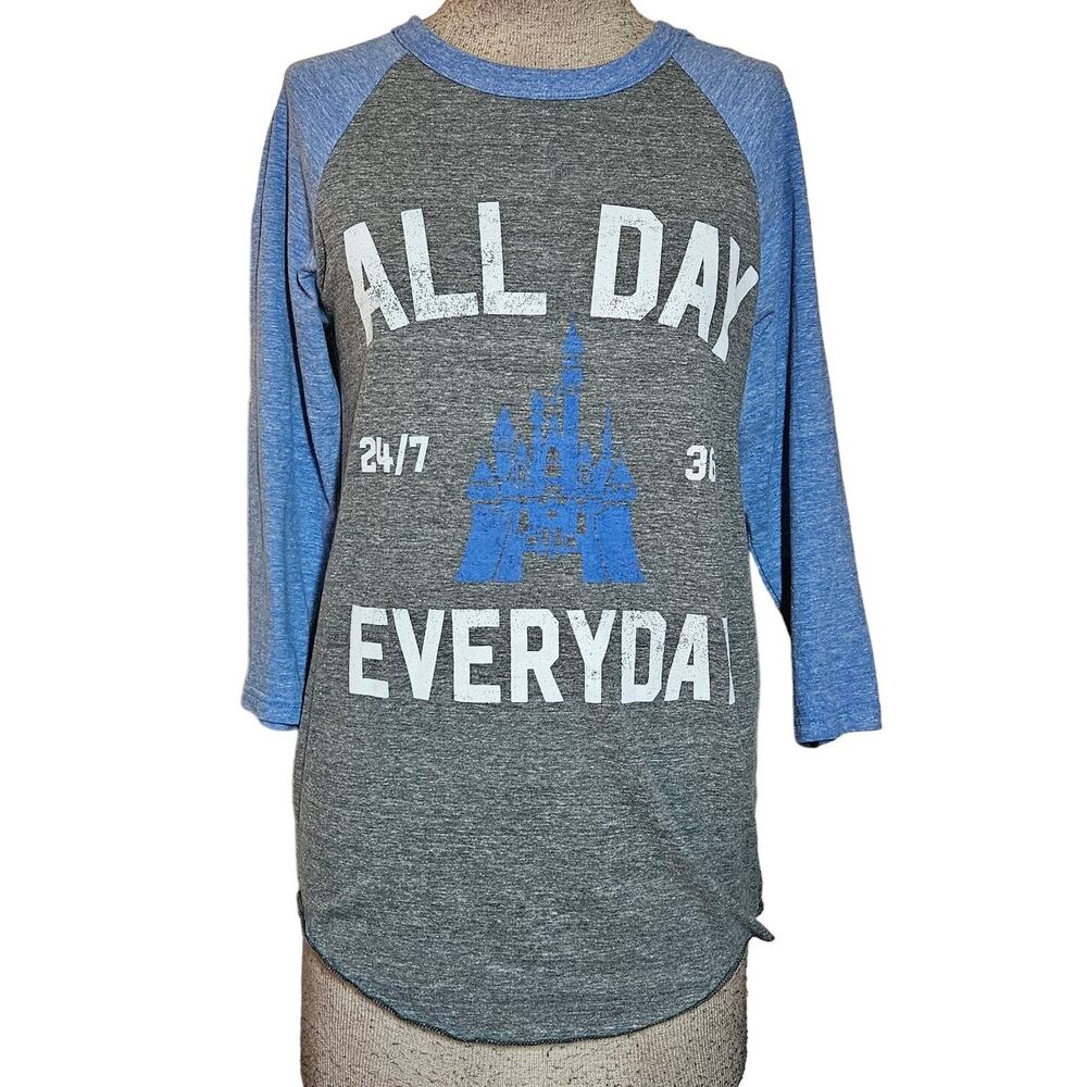 Grey Disney Parks Baseball Tee Shirt Size Small